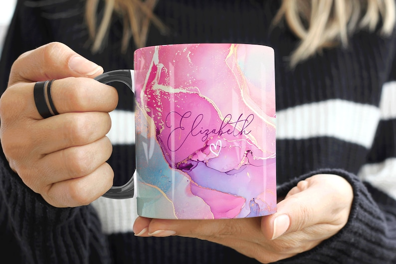 A. Pink Gold Marble Mug Elizabeth Design