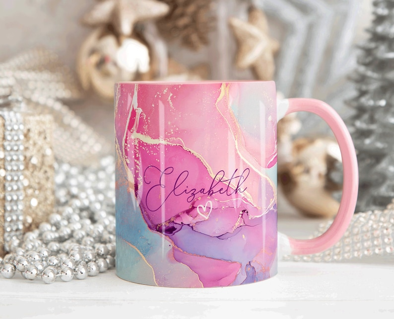 A. Pink Gold Marble Mug Elizabeth Design