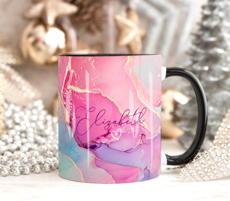 A. Pink Gold Marble Mug Elizabeth Design