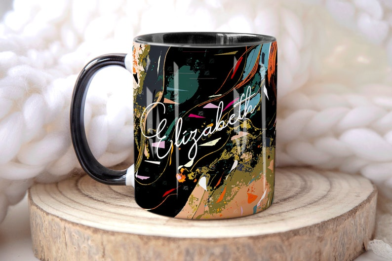 Black Qazif Abstract Art Mug