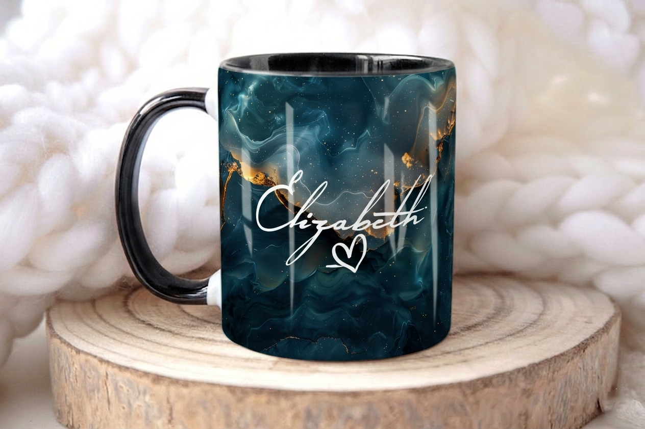 Smoky Teal Marble Mug Elizabeth Design