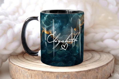Smoky Teal Marble Mug Elizabeth Design