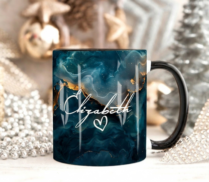 Smoky Teal Marble Mug Elizabeth Design