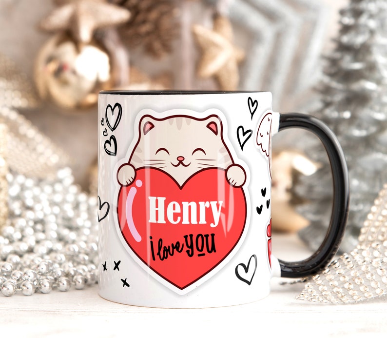 Meow Love Heart Art Mug