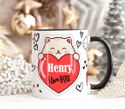 Meow Love Heart Art Mug