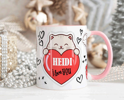 Meow Love Heart Art Mug