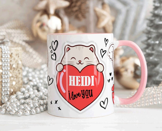 Meow Love Heart Art Mug
