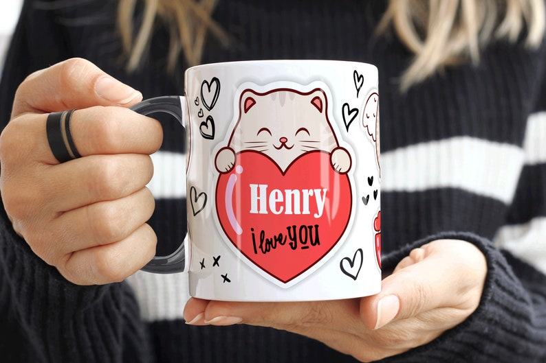 Meow Love Heart Art Mug