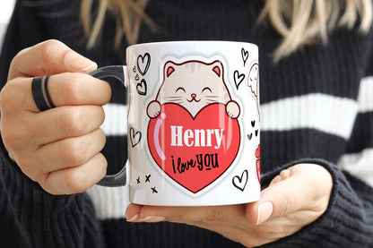 Meow Love Heart Art Mug
