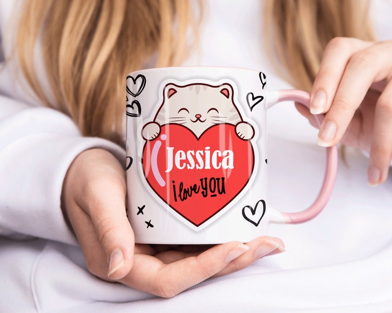 Meow Love Heart Art Mug