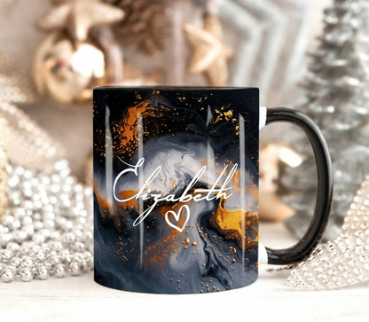Black & Gold Marble Mug Elizabeth Design