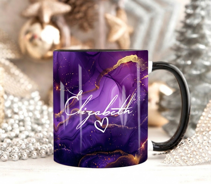 Lavender Deep Gold Marble Mug Elizabeth Design