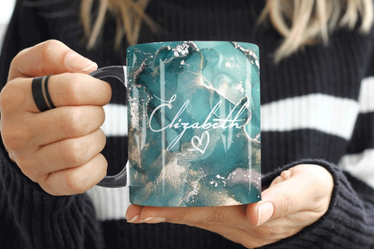 Aqua Waams Marble Mug Elizabeth Design