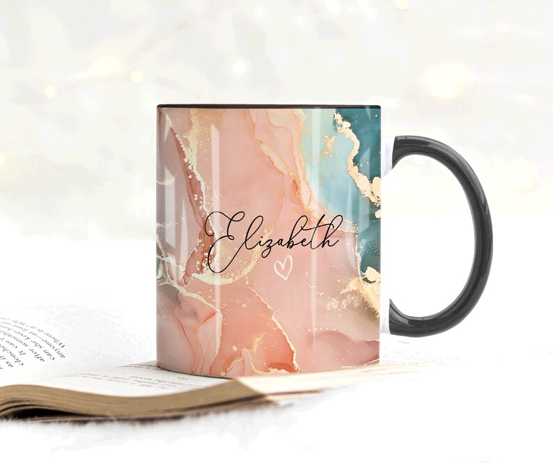A. Peach Marble Mug Elizabeth Design