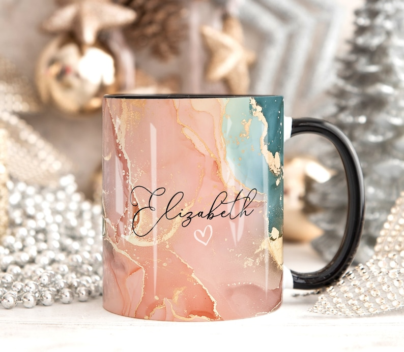 A. Peach Marble Mug Elizabeth Design