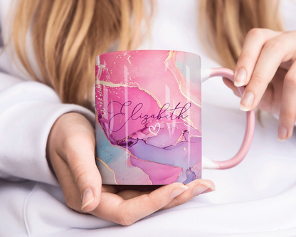 A. Pink Gold Marble Mug Elizabeth Design