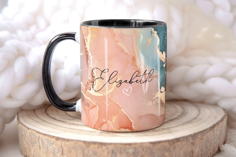 A. Peach Marble Mug Elizabeth Design