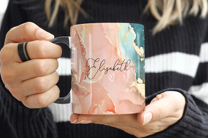 A. Peach Marble Mug Elizabeth Design
