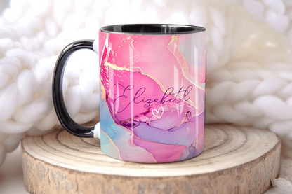 A. Pink Gold Marble Mug Elizabeth Design