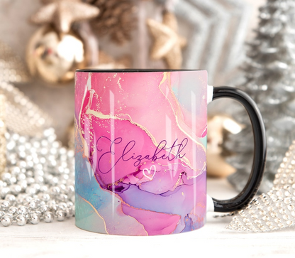 A. Pink Gold Marble Mug Elizabeth Design